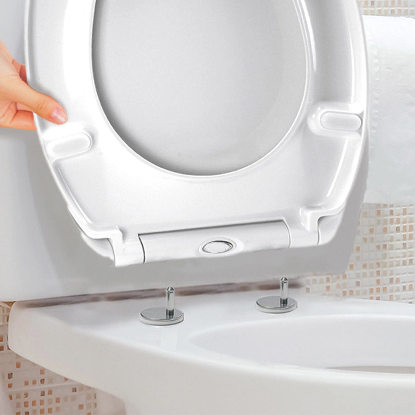Kikzi® SOFT CLOSE TOILET SEAT LUXURY OVAL WITH METAL FIXING HINGES QUICK RELEASE