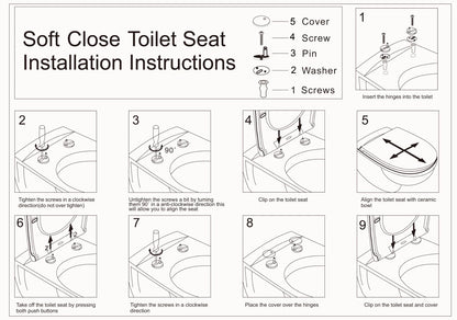 Kikzi® SOFT CLOSE TOILET SEAT LUXURY OVAL WITH METAL FIXING HINGES QUICK RELEASE
