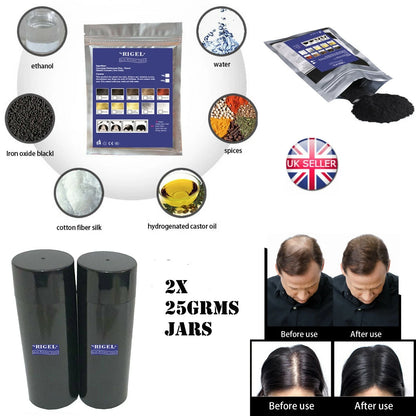 2X Hair Building Fibre Jar Fibers Hair Thickening Keratin Kit 25grms each UK