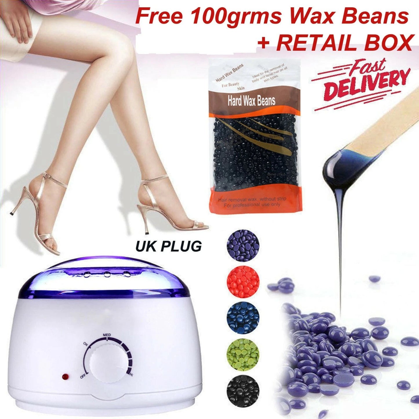 300grms Hard Wax Beans Beads Depilatory Hot Pellet Waxing Body Hair Removal