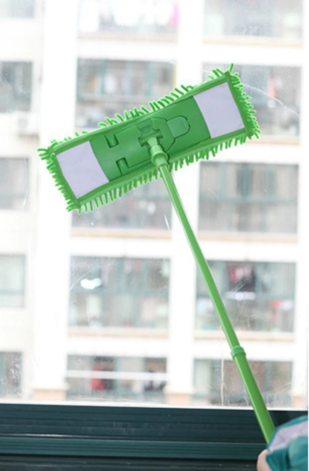 EXTENDABLE MICROFIBRE MOP SWEEPER CLEANER WOODEN LAMINATE TILE FLOOR WET DRY UK