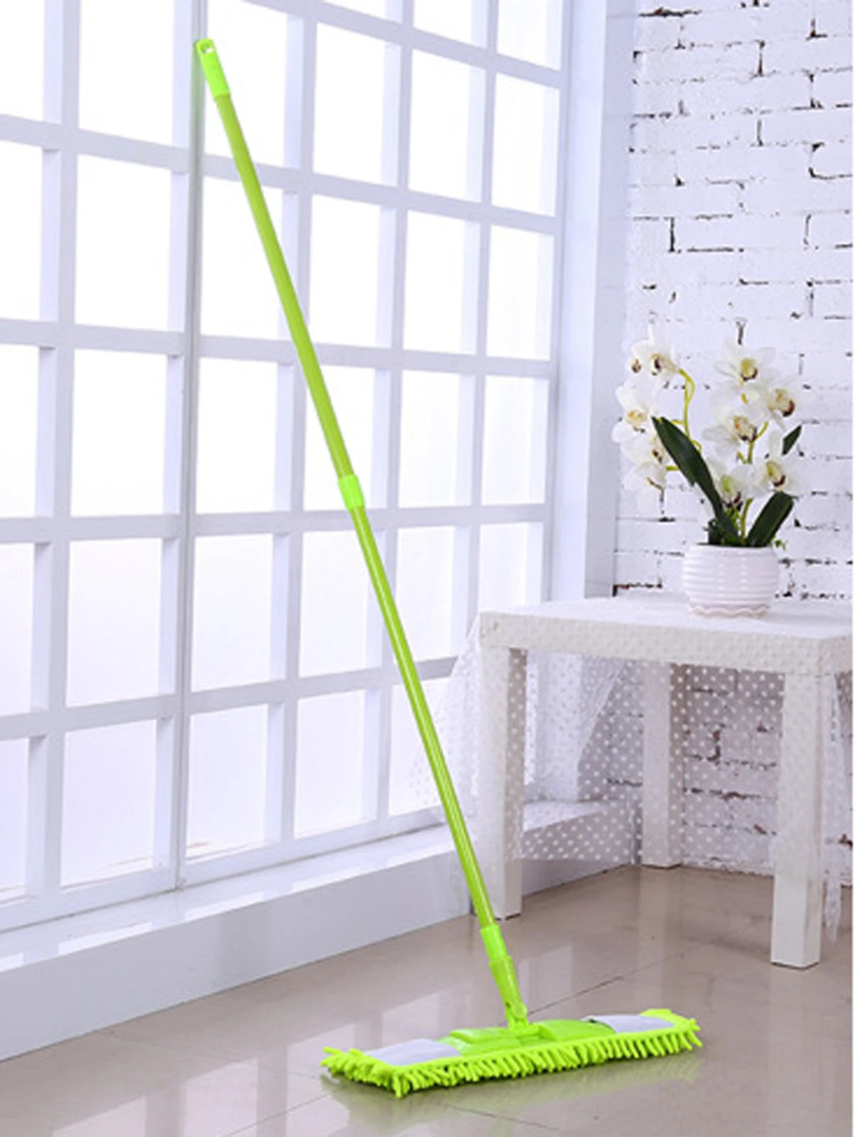 EXTENDABLE MICROFIBRE MOP SWEEPER CLEANER WOODEN LAMINATE TILE FLOOR WET DRY UK