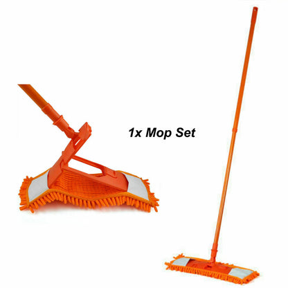 EXTENDABLE MICROFIBRE MOP SWEEPER CLEANER WOODEN LAMINATE TILE FLOOR WET DRY UK
