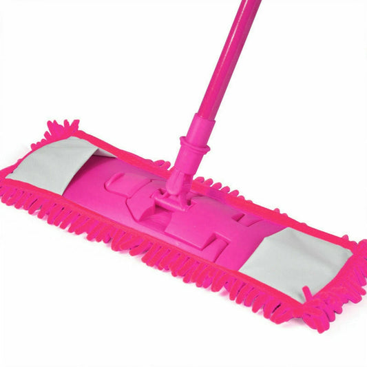 EXTENDABLE MICROFIBRE MOP SWEEPER CLEANER WOODEN LAMINATE TILE FLOOR WET DRY UK
