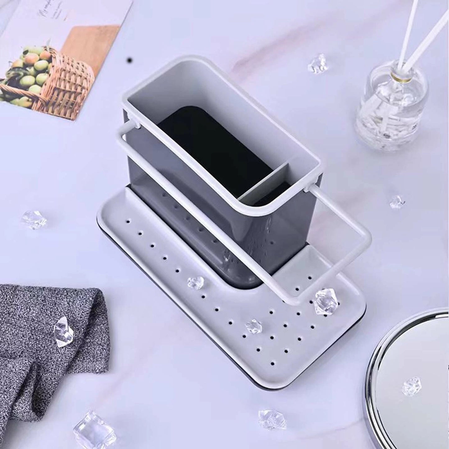 Kitchen Rack Sink Rinse Organiser Organizer Storage Sink Utensils Sponge Holder