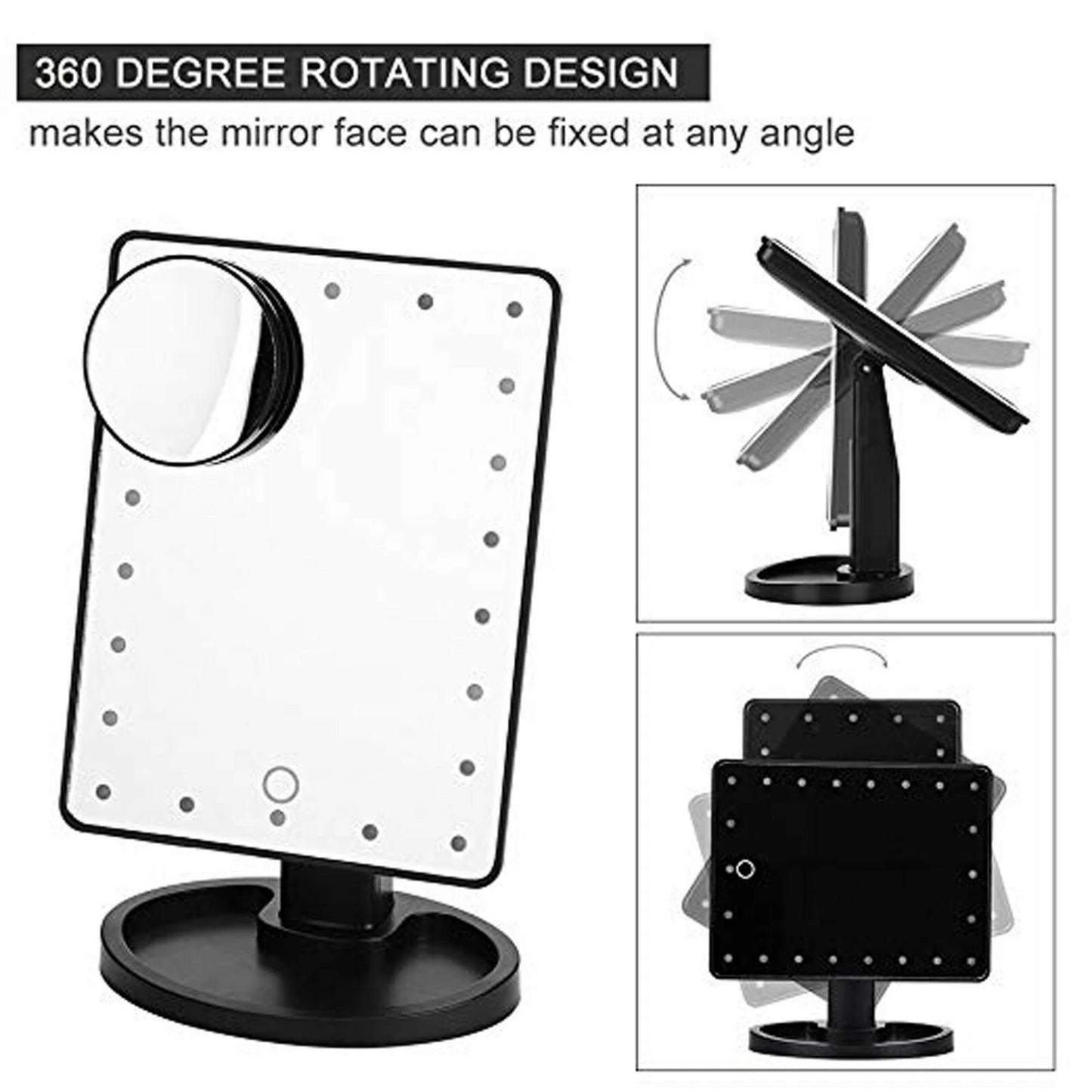 22 LED 10X TABLETOP VANITY MIRROR MAGNIFYING TOUCH SCREEN LIGHT MAKE-UP COSMETIC