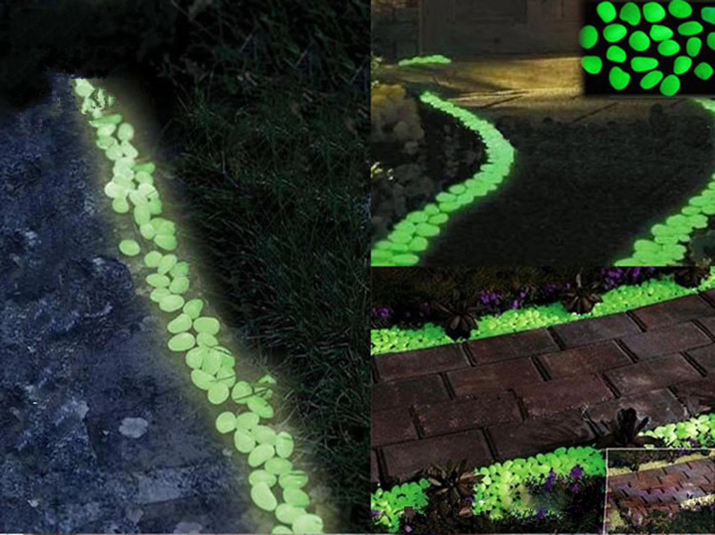BIG SIZE GLOW IN DARK GRAVEL PEBBLE STONE FOR GARDEN FISHTANK PATHWAY DECORATION