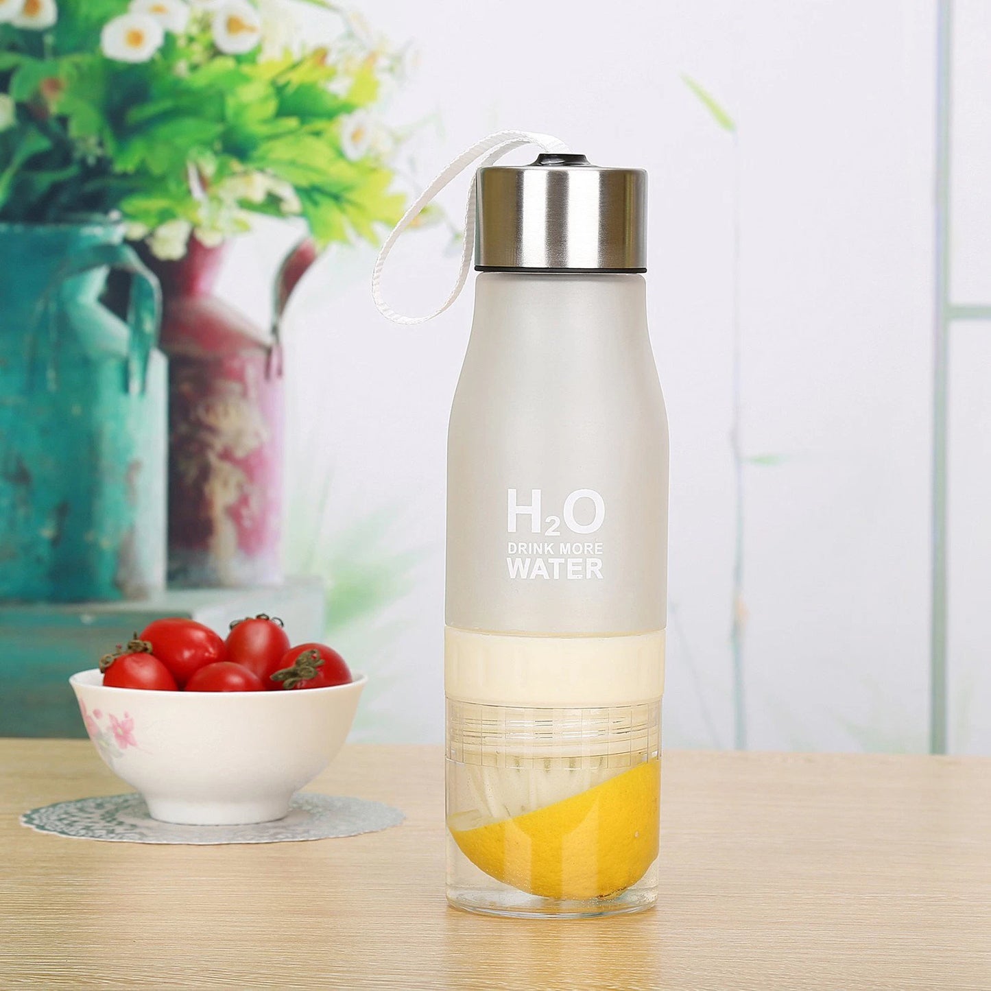 WATER BOTTLE WITH FRUIT INFUSER INFUZER FOR GYM SPORTS BIKE RUNNING CAMP UK