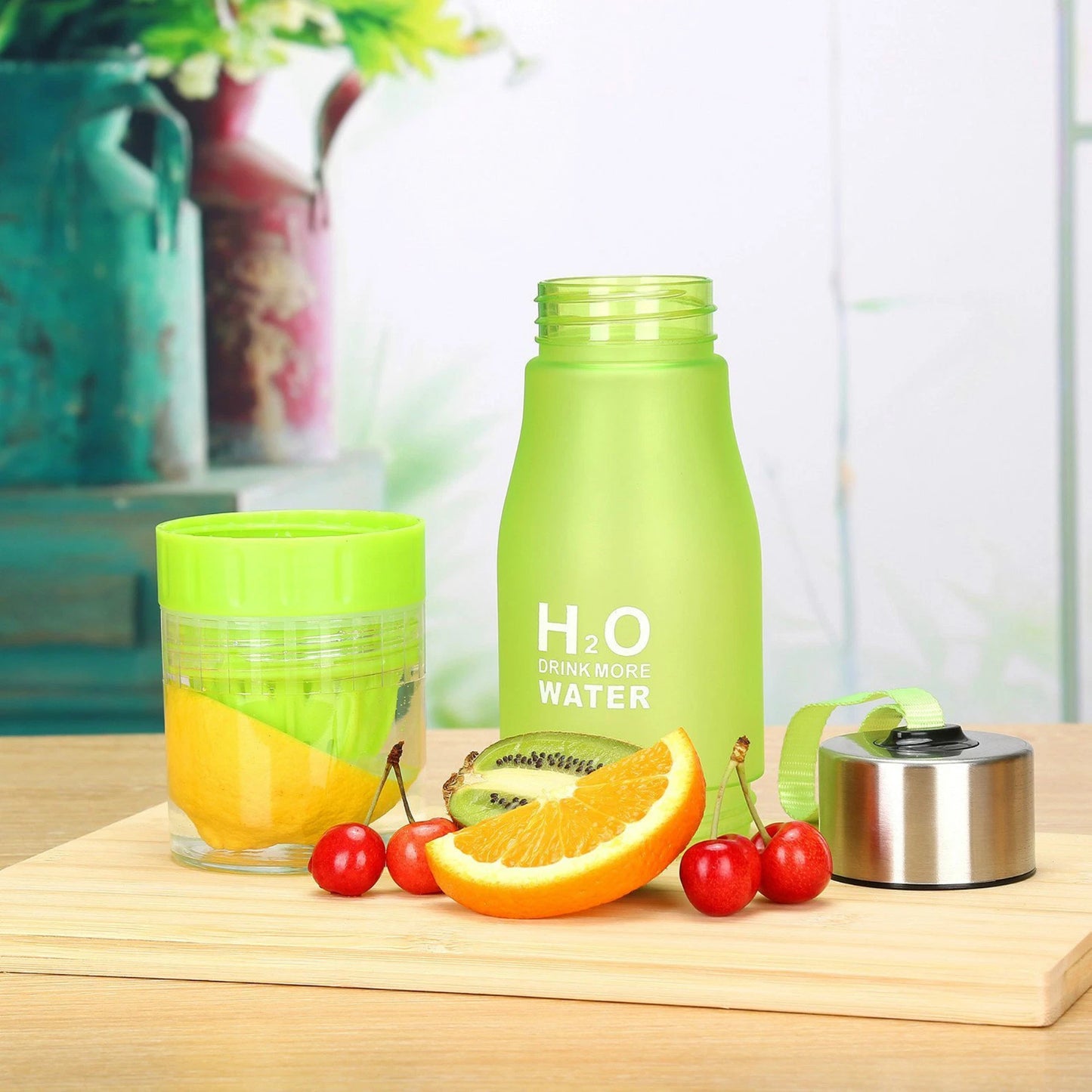 WATER BOTTLE WITH FRUIT INFUSER INFUZER FOR GYM SPORTS BIKE RUNNING CAMP UK