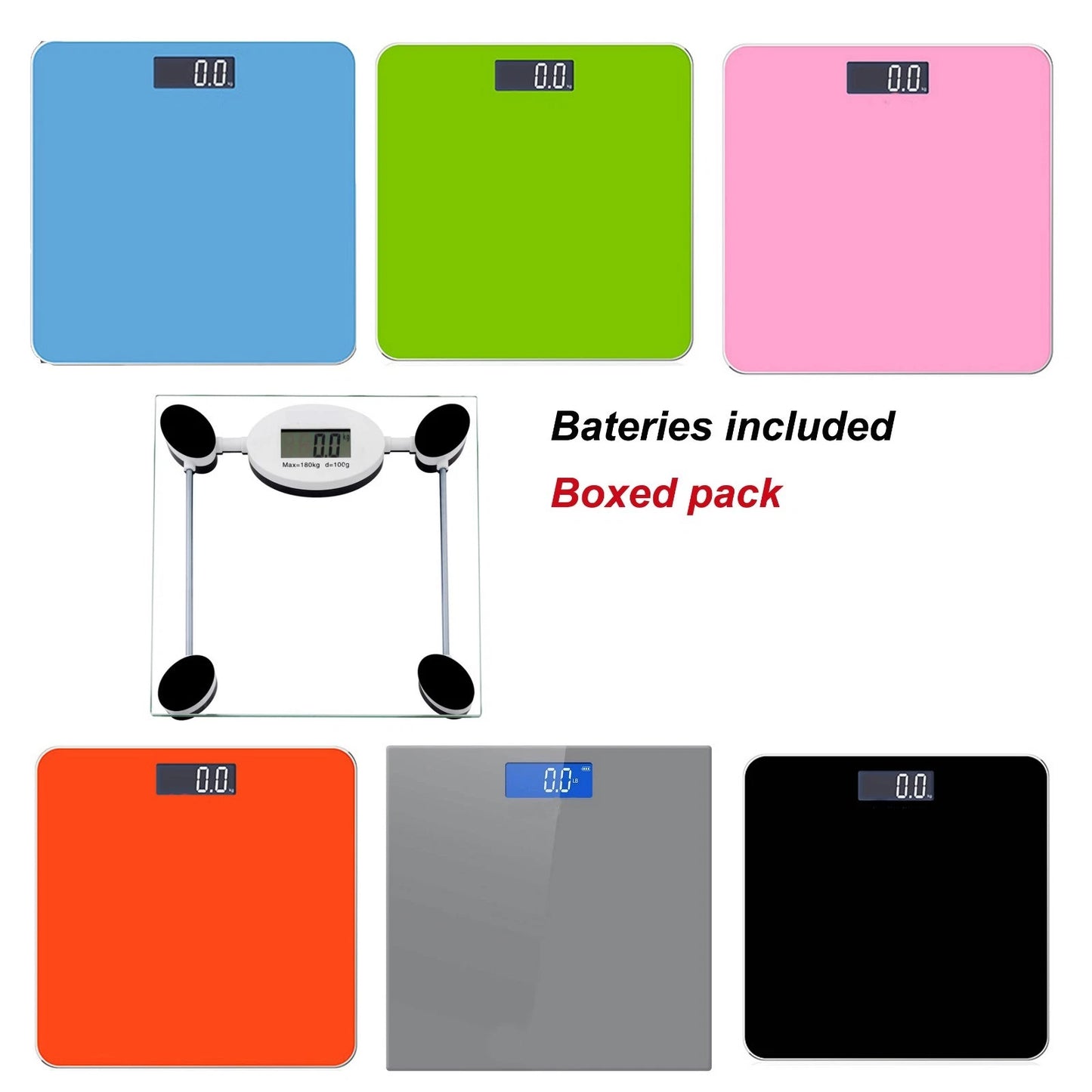 180KG BODY WEIGHT SCALE SCALES ELECTRONIC DIGITAL LCD GLASS WEIGHING BATHROOM