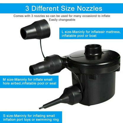 Electric Air Pump  2 in 1  Inflator Pool Camping Bed Mattress Boat 12V 240V Car