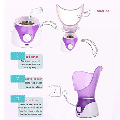 PURPLE FACIAL STEAMER SPA PORES STEAM SPRAYER SAUNA SKIN MIST CLEAN BEAUTY FACE