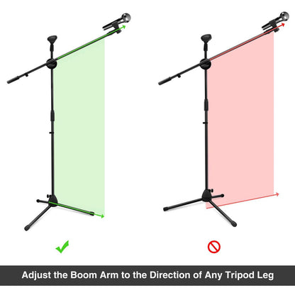Adjustable Microphone Stand Boom Arm Holder & Mic Clip Stage Studio party Tripod
