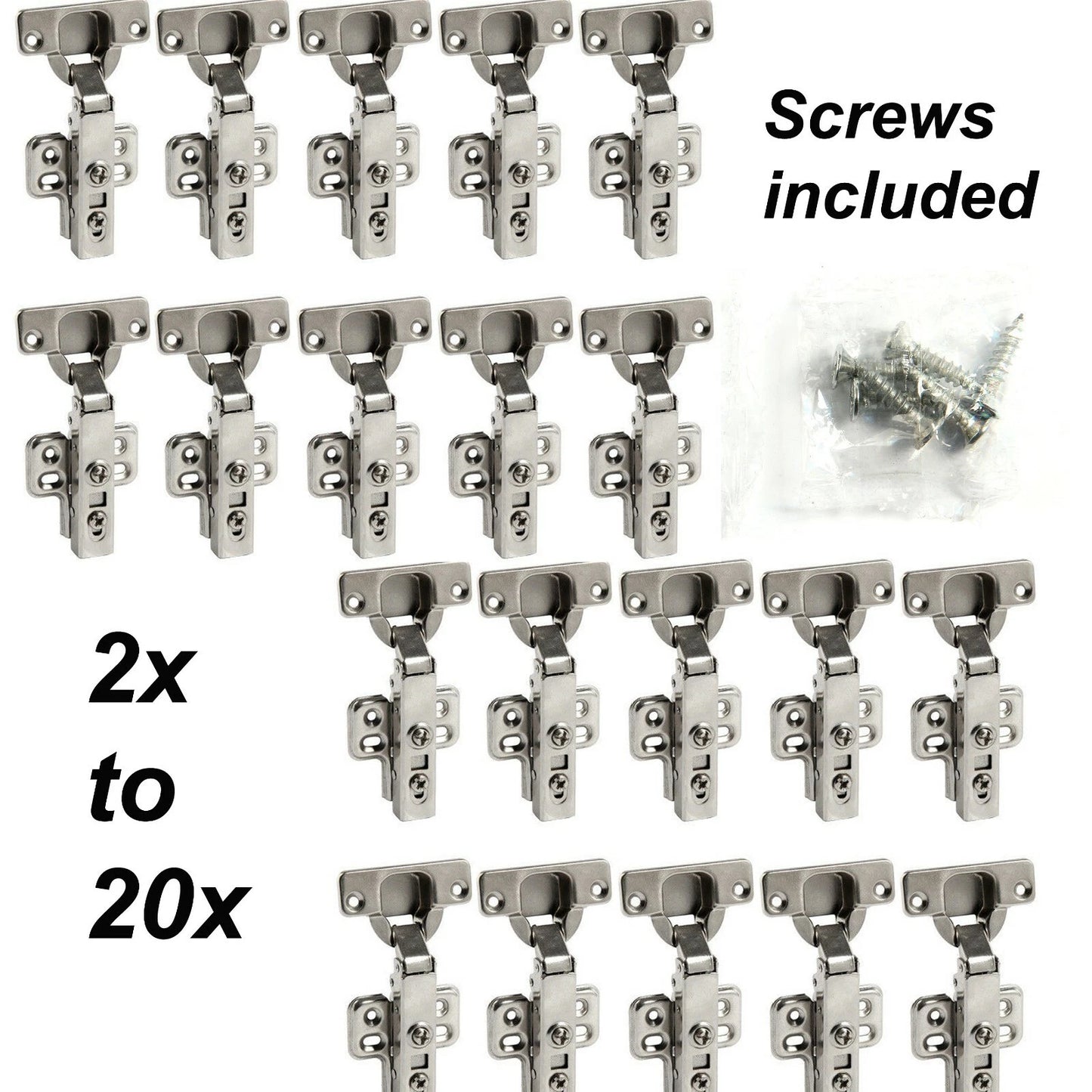 2x-20x 35MM Kitchen Cabinet Cupboard Door Hinges Soft Close Euro Plate Screws