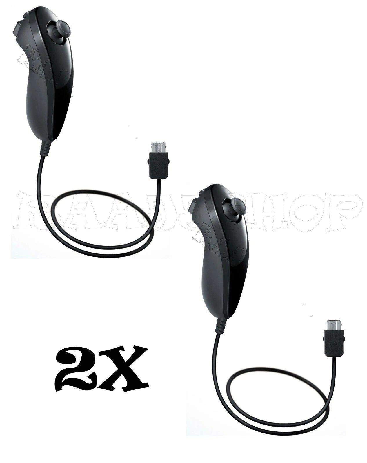 2X BLACK NUNCHUCK NUNCHUK CONTROLLER REMOTE GAMEPAD FOR NINTENDO Wii & WII U