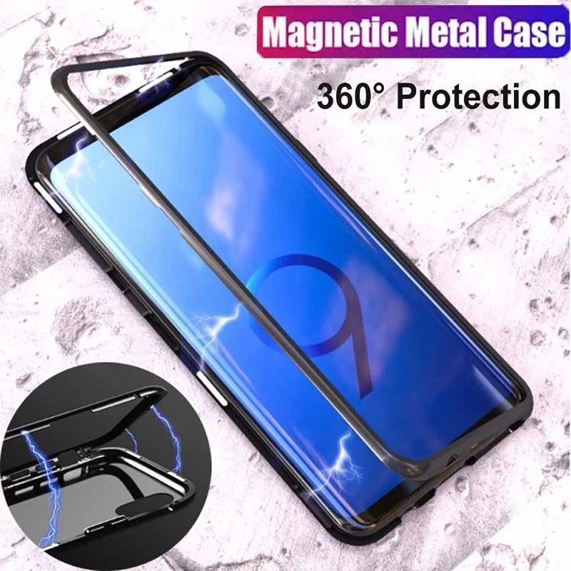Magnetic Metal Adsorption Bumper Glass Case Cover for Samsung Galaxy S8 S9 UK