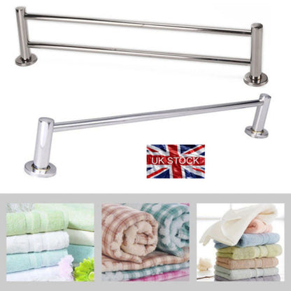 40/50/60cm Single Double Towel Rail Rack Holder Wall Mounted Bathroom Kitchen UK