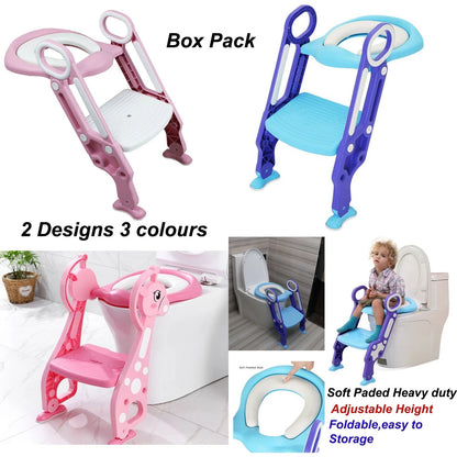 Children Toilet Seat & Ladder Toddler Training Step Up Easy Fold Down For Kids