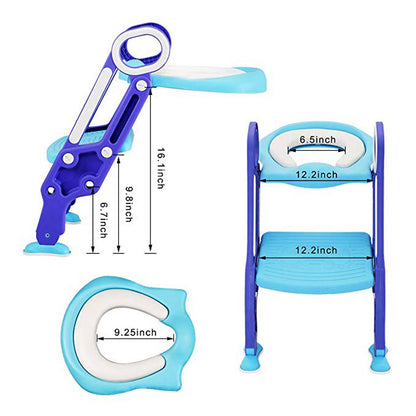 Children Toilet Seat & Ladder Toddler Training Step Up Easy Fold Down For Kids