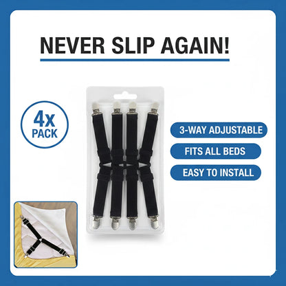 4 Pack Triangle Bed Sheet Fastener Clips Adjustable Mattress Holder Straps
