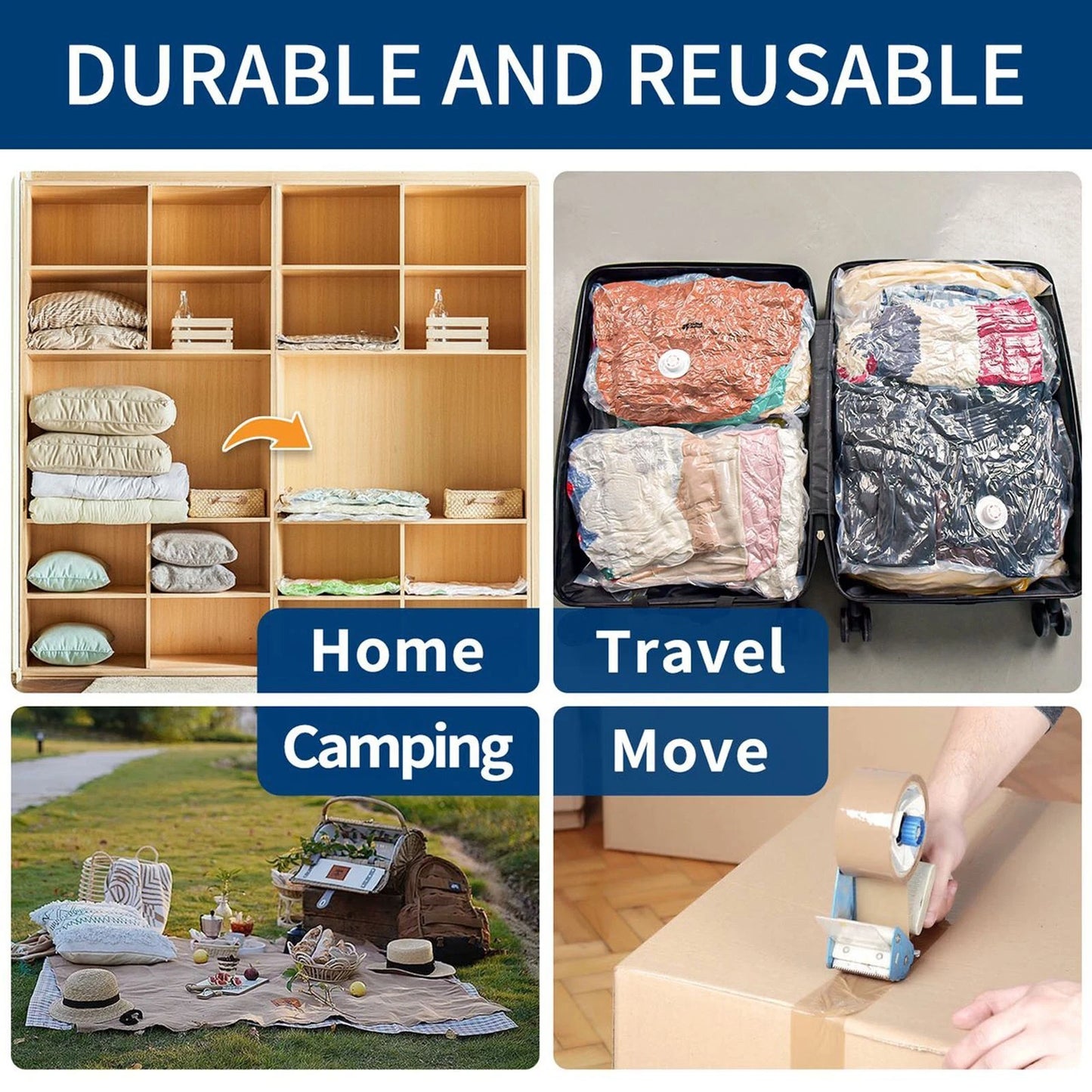 7Pcs 15Pcs Strong Vacuum Storage Bags Space Saving Organizer Cloths Bedding etc