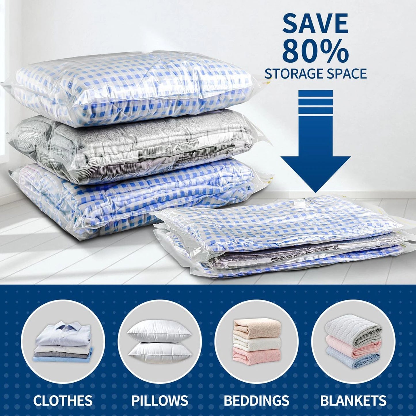 7Pcs 15Pcs Strong Vacuum Storage Bags Space Saving Organizer Cloths Bedding etc