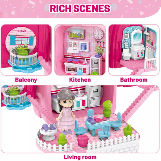 Kitchen set Doll house Portable backpack Pretend Play Food + Accessories 3 in 1