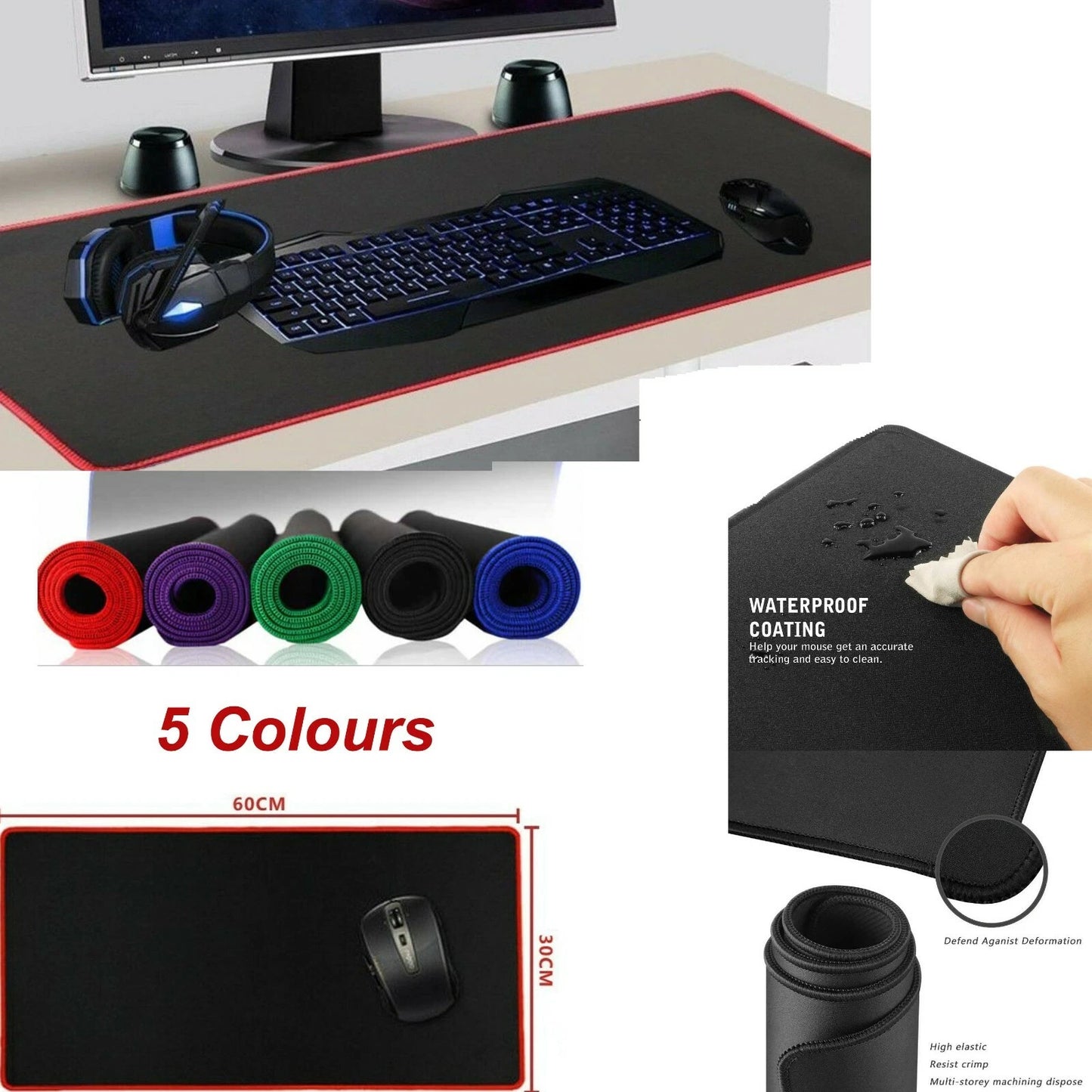 60CM x 30CM EXTRA LARGE XL GAMING MOUSE PAD MAT FOR PC MACBOOK LAPTOP ANTI-SLIP