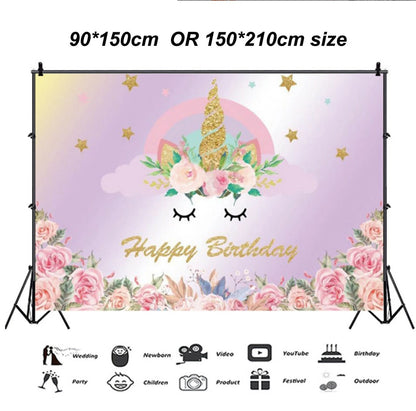 Unicorn Photography Backdrop Party Birthday Photo Background Baby Shower UK