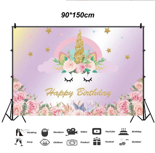 Unicorn Photography Backdrop Party Birthday Photo Background Baby Shower UK