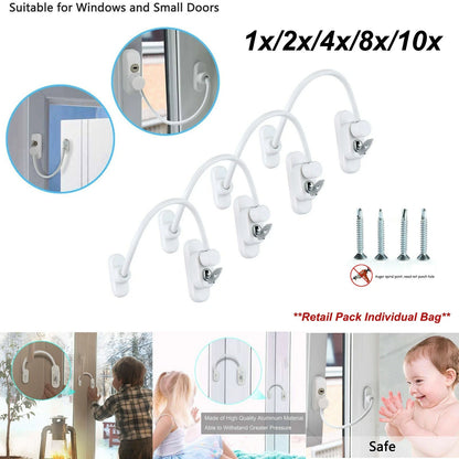 Window Door Cable Restrictor Child Safety Lock UPVC PVC Key Lockable White UK