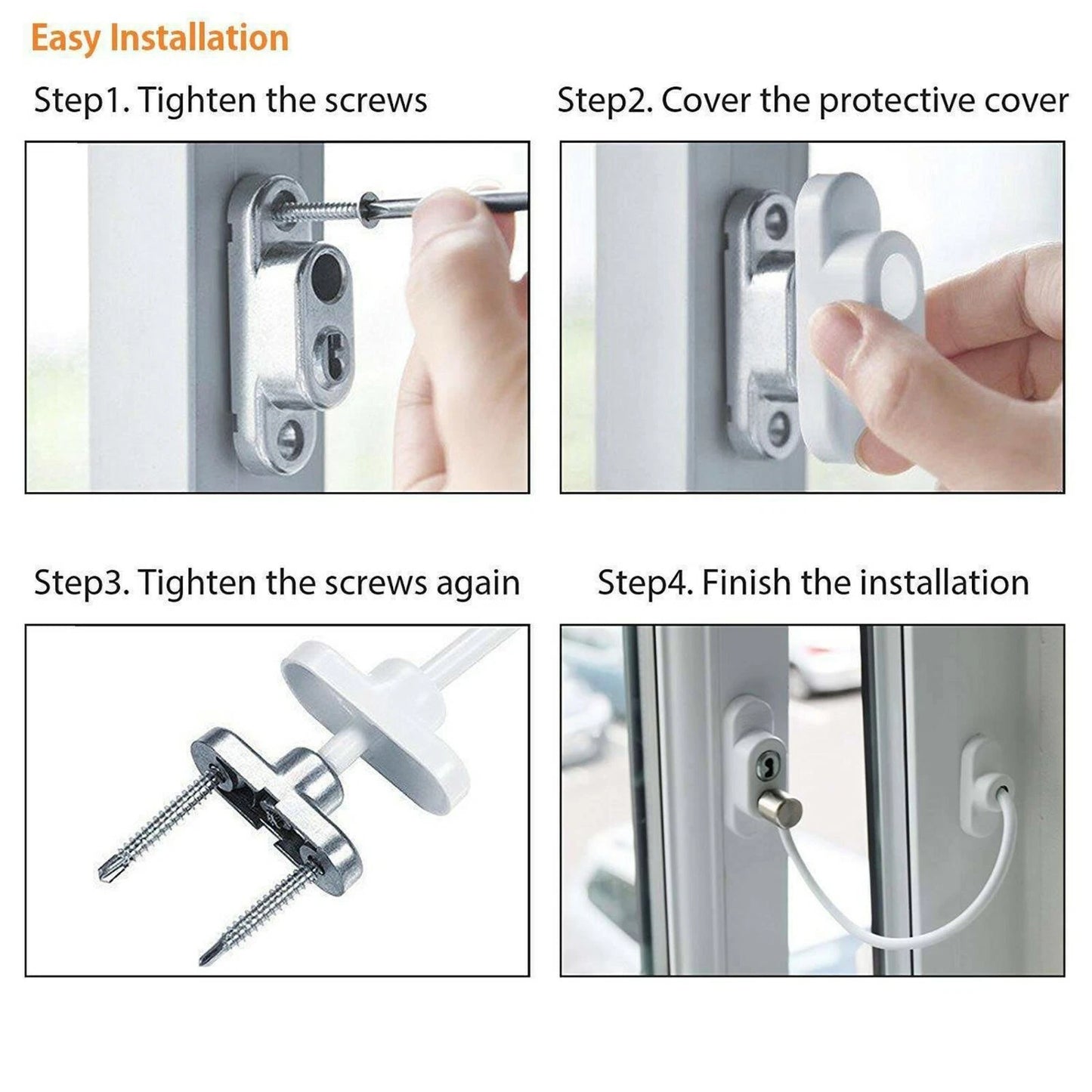 Window Door Cable Restrictor Child Safety Lock UPVC PVC Key Lockable White UK