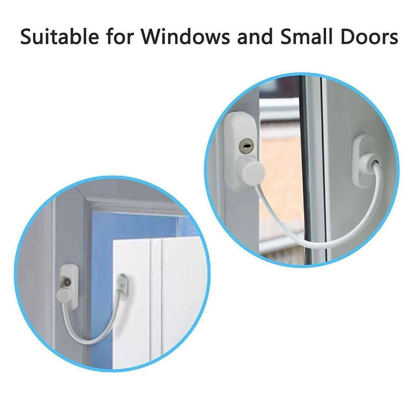 Window Door Cable Restrictor Child Safety Lock UPVC PVC Key Lockable White UK