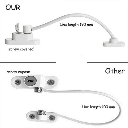 Window Door Cable Restrictor Child Safety Lock UPVC PVC Key Lockable White UK