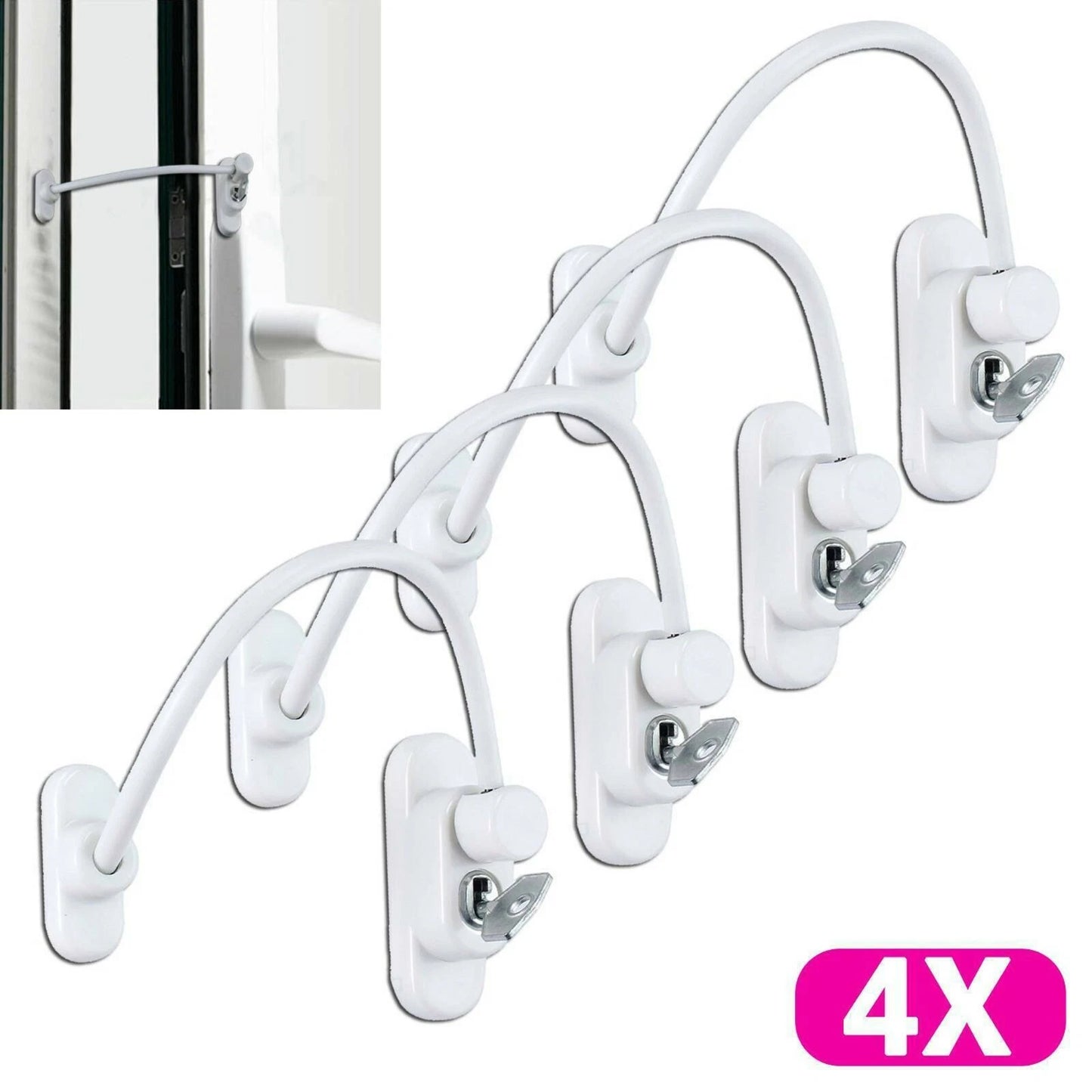 Window Door Cable Restrictor Child Safety Lock UPVC PVC Key Lockable White UK