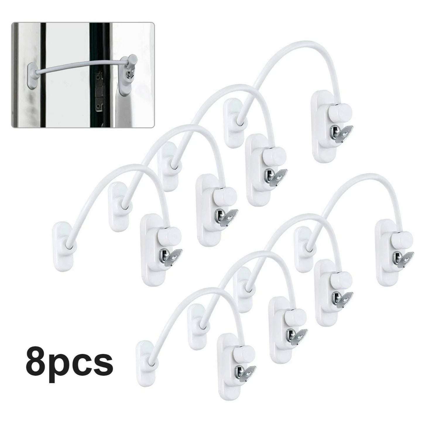 Window Door Cable Restrictor Child Safety Lock UPVC PVC Key Lockable White UK
