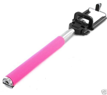 TELESCOPIC SELFIE STICK MONOPOD WIRED BLUETOOTH REMOTE MOBILE HOLDER NEW BOXED