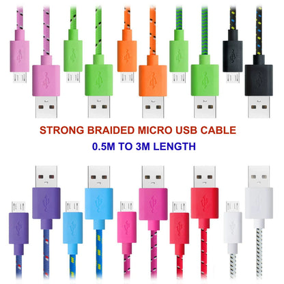 STRONG BRAIDED MICRO USB CABLE DATA CABLE FOR SAMSUNG GALAXY S6 S7 EDGE