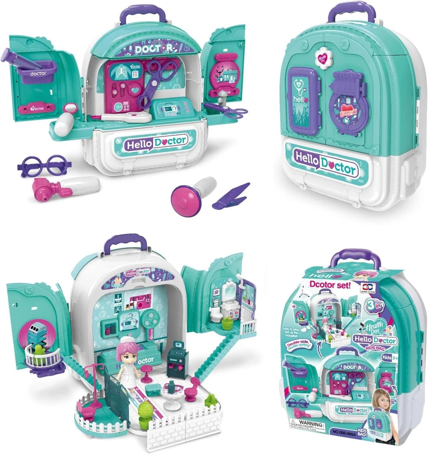 Doctor Set Backpack for kids 3 in 1 Pretended Portable + Accessories fast post