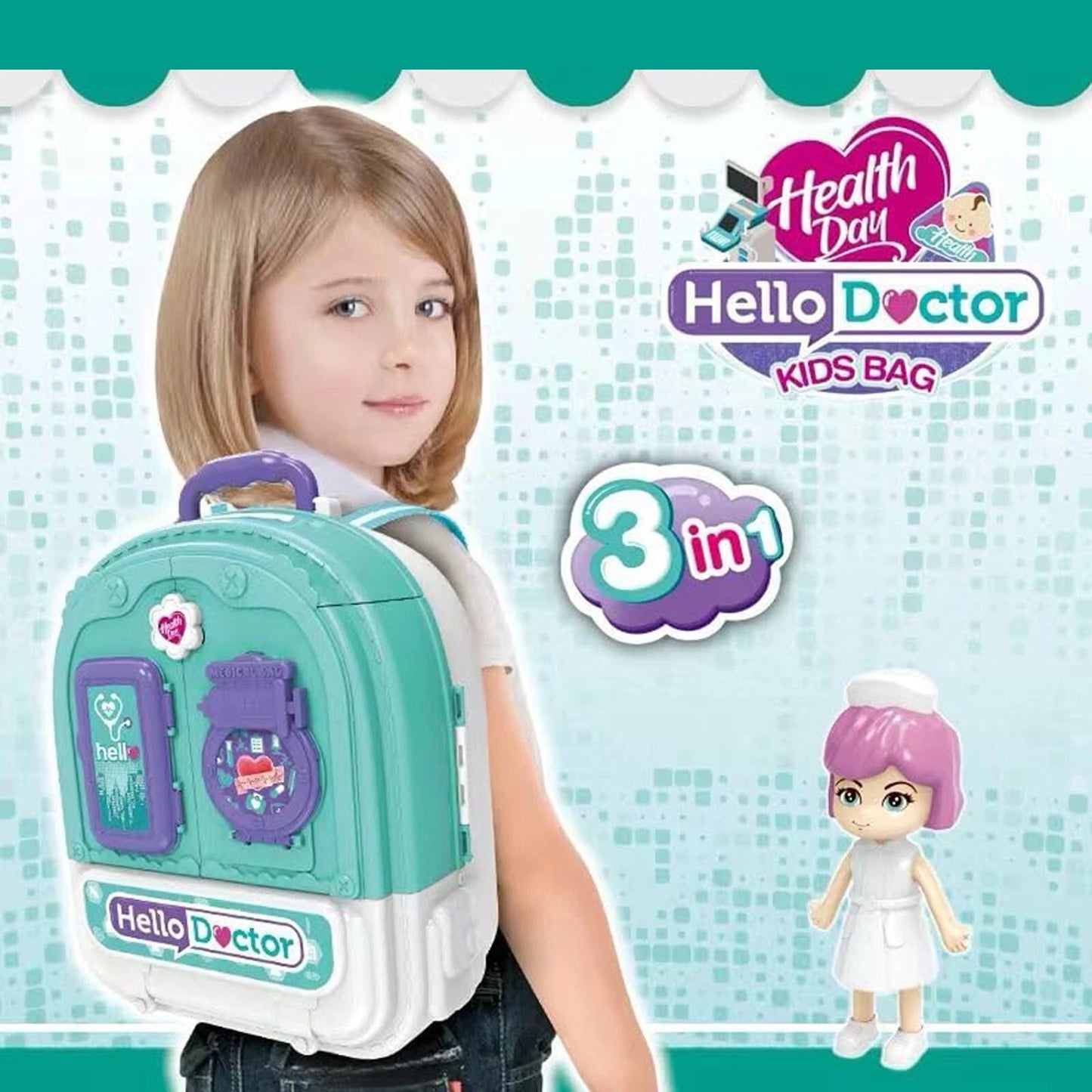 Doctor Set Backpack for kids 3 in 1 Pretended Portable + Accessories fast post