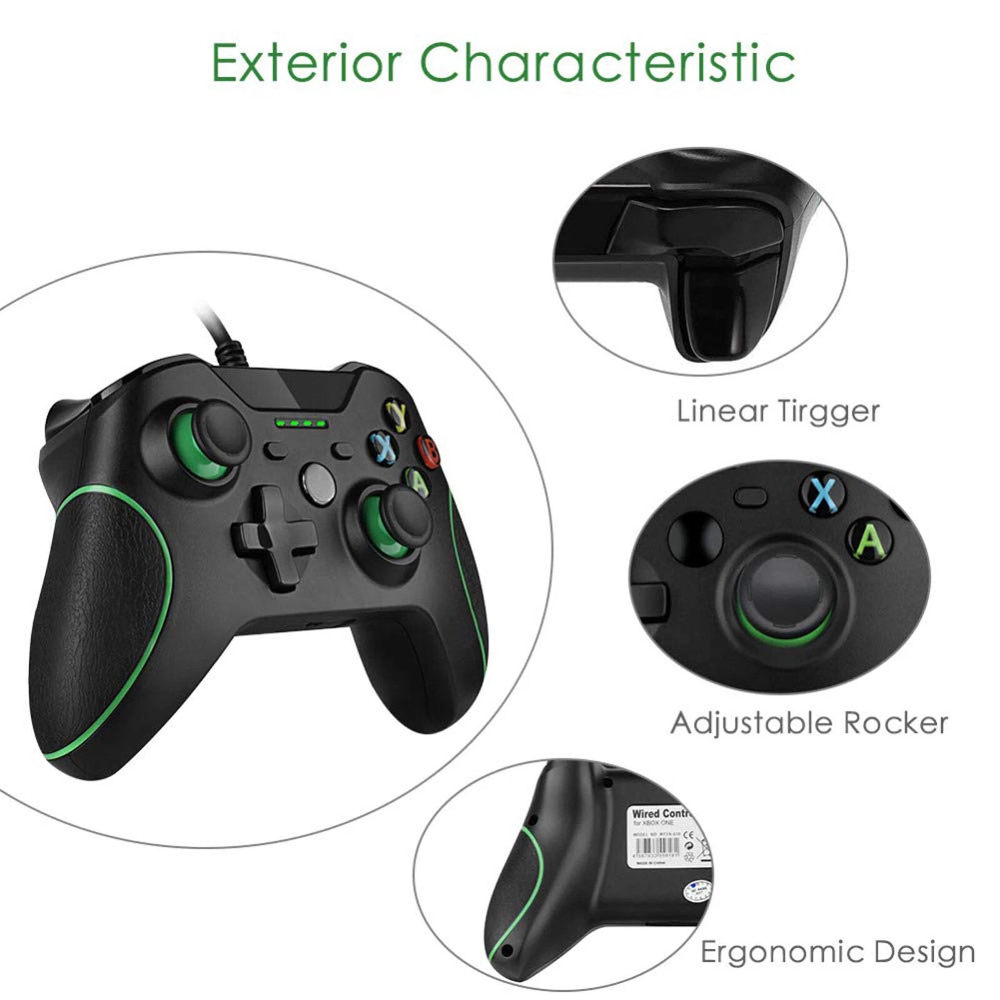 USB WIRED CONTROLLER GAMEPAD FOR MICROSOFT XBOX 360 PC WINDOWS BLACK BRAND NEW