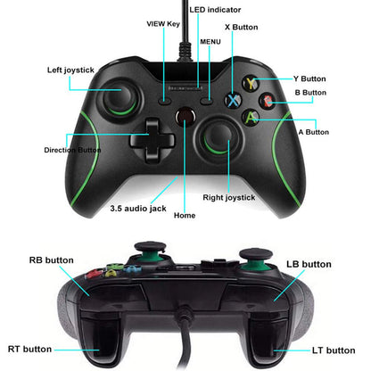 USB WIRED CONTROLLER GAMEPAD FOR MICROSOFT XBOX 360 PC WINDOWS BLACK BRAND NEW