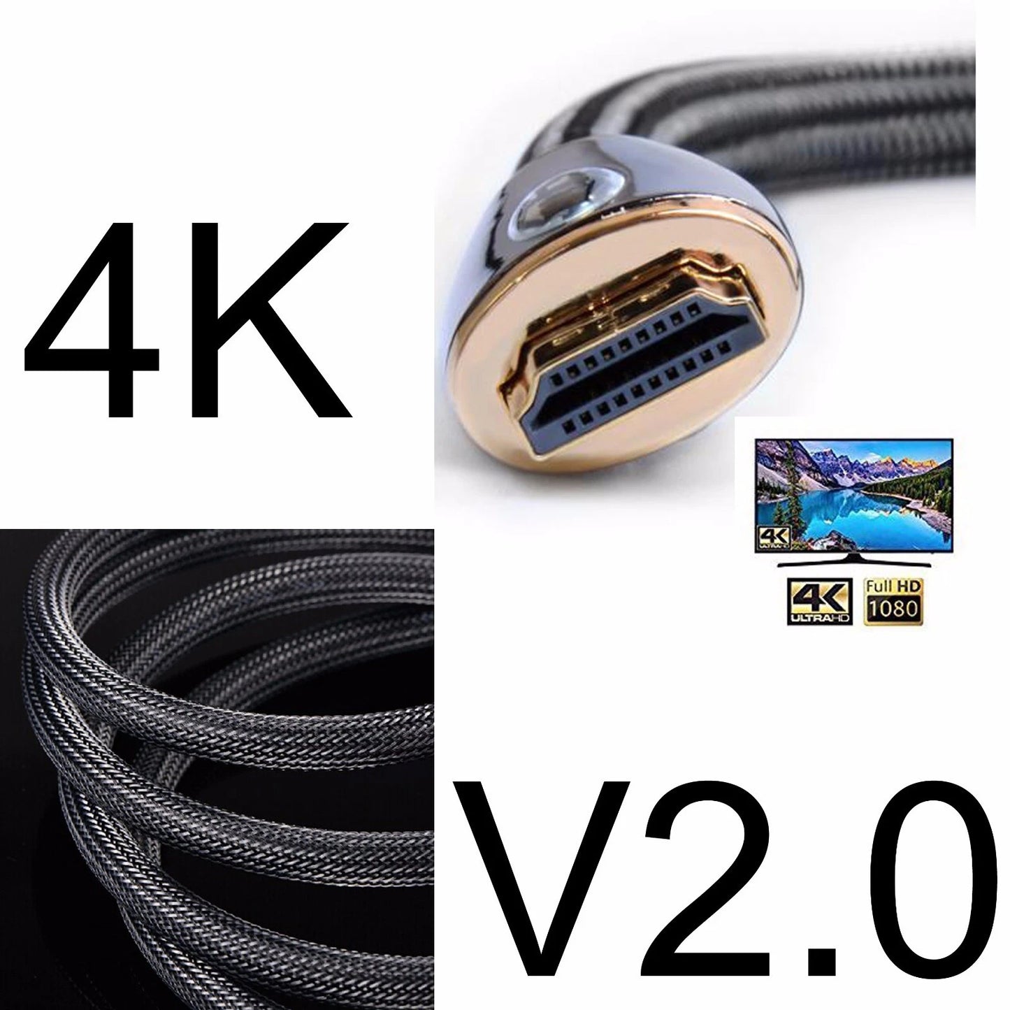 4K 3D HDMI CABLE PREMIUM ULTRA HD v2.0 HIGH SPEED + ETHERNET HDTV 2160p 0.5M-15M
