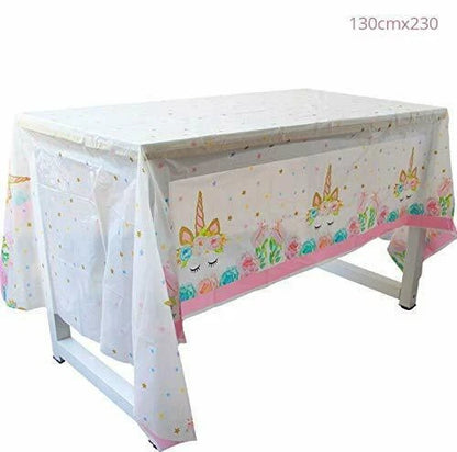 LARGE Polka Dot Sky Unicorn TableCloth Cover Children's Party Happy Birthday