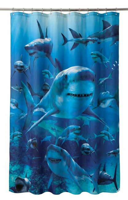 SHOWER CURTAIN 100% POLYESTER FABRIC MODERN DESIGNER WASHABLE + 12 HOOKS 180*180