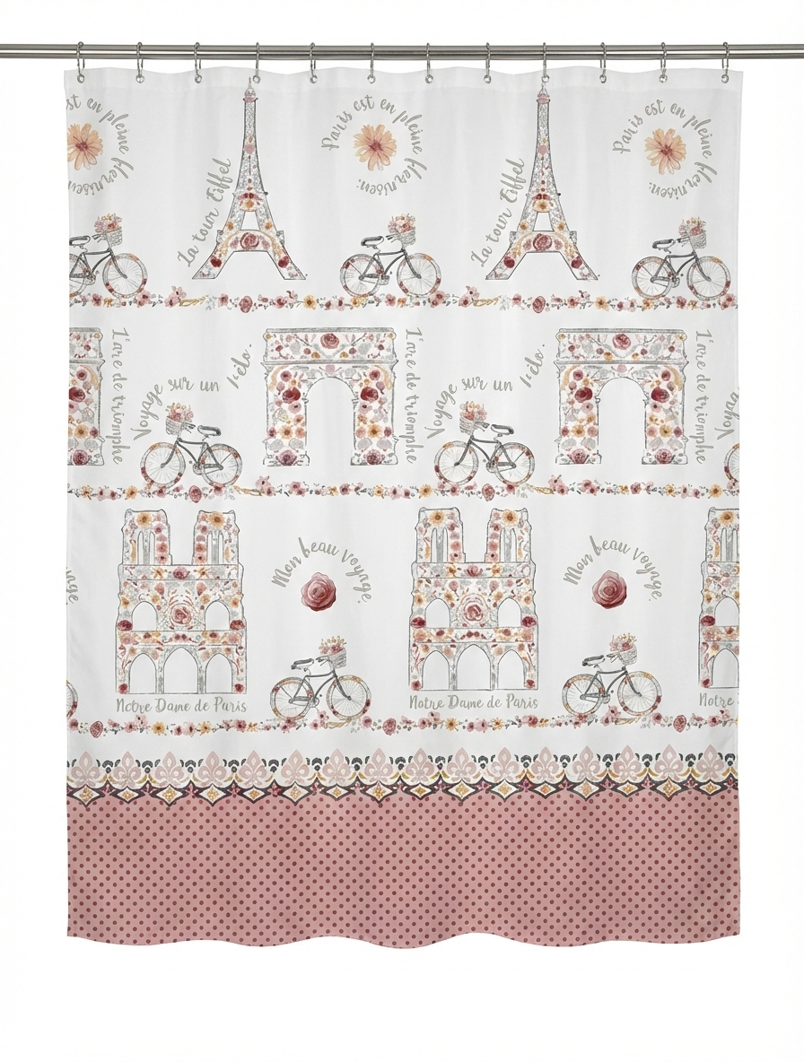 SHOWER CURTAIN 100% POLYESTER FABRIC MODERN DESIGNER WASHABLE + 12 HOOKS 180*180