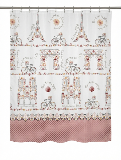SHOWER CURTAIN 100% POLYESTER FABRIC MODERN DESIGNER WASHABLE + 12 HOOKS 180*180